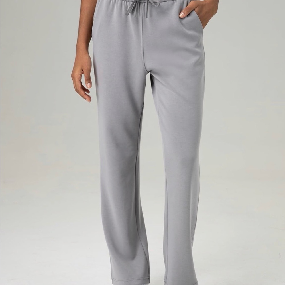 Colorfulkoala women’s high waisted wide leg drawstring lounge pants grey